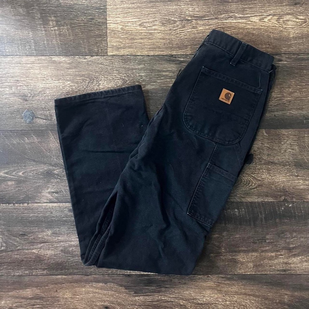 Carhartt black carpenter jeans with side pockets size 33x34
